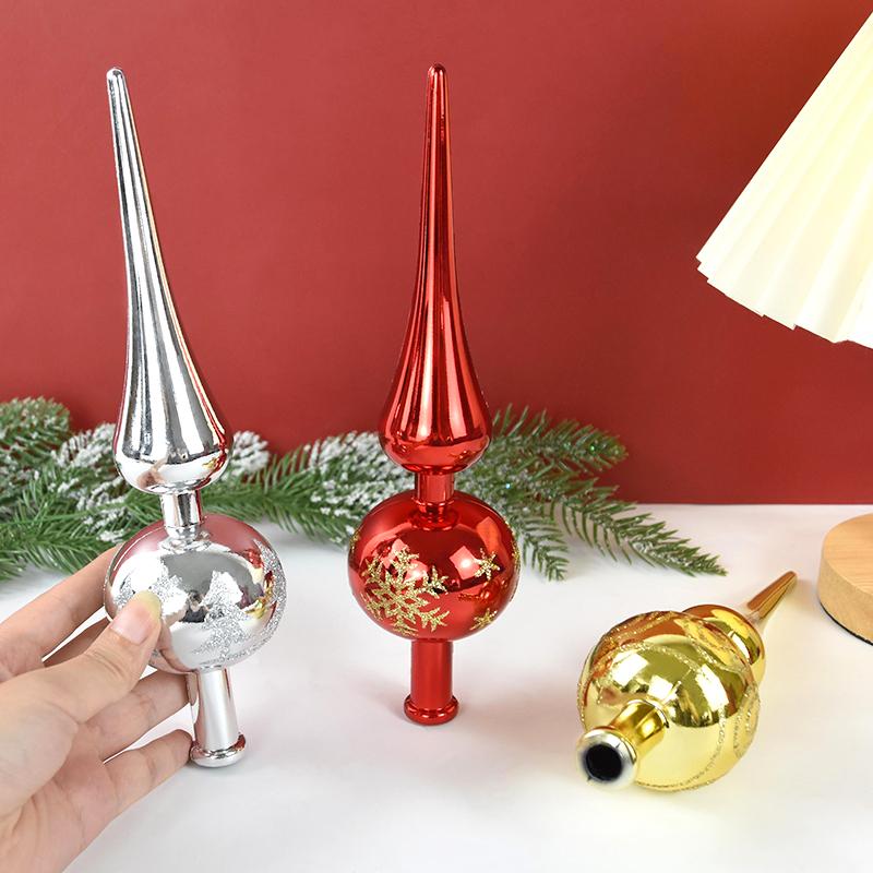 Christmas Tree Topper 23cm Red Gold Silver Tip Shaped Ornament Decorations for Home 2025 Navidad Noel Natal Gift New Year 2025