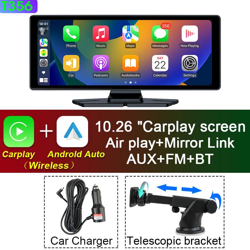 10.26" 4K Dash Cam ADAS Wireless Carplay & Android Auto Car Dvr 360 ° Rotation Dual Lens Dashboard Video Recorder 24h Park AUX