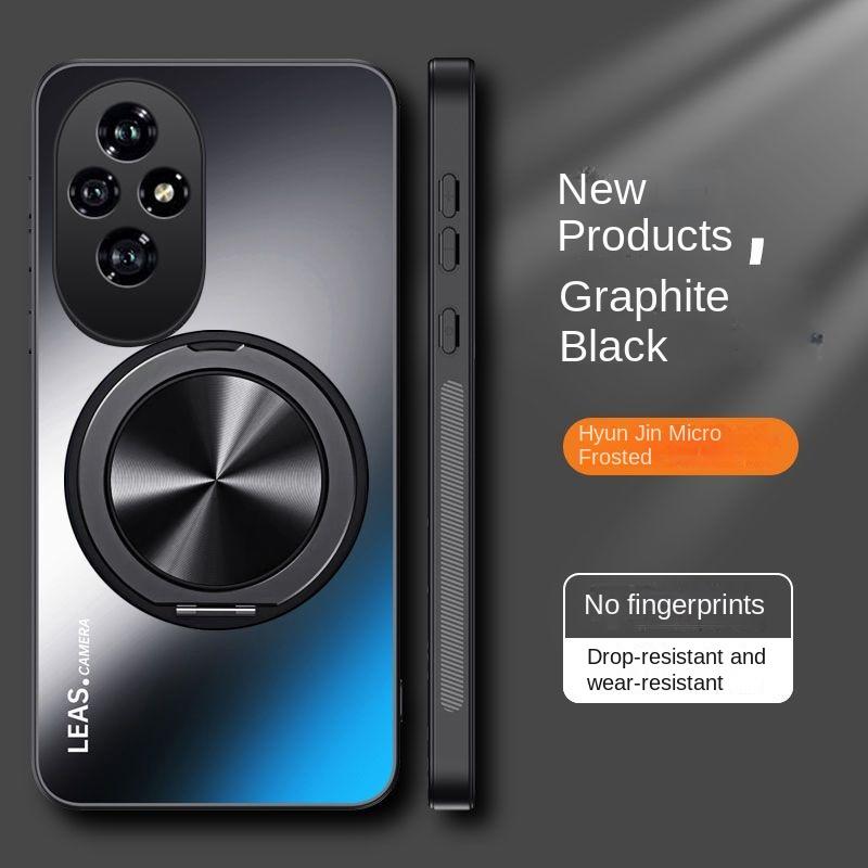 

Для Huawei Honor 200 Pro чехол жесткий матовый с кольцом-подставкой магнитный защитный чехол для задней крышки для Honor 200 100 90 80 70 60 50 For Honor 70 чёрный