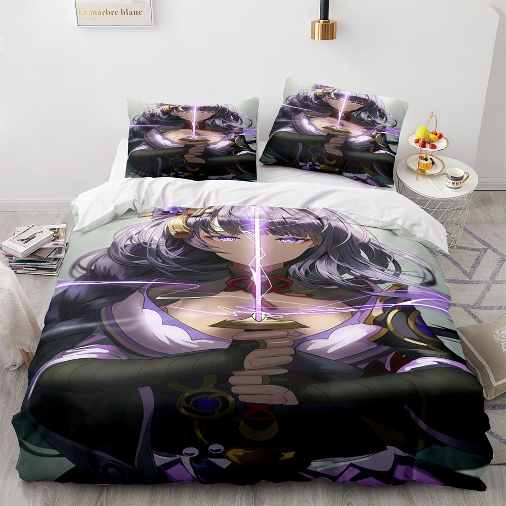 Genshin Impact Bedding Sets Quilt Bed Cover Comforter Duvet Cover Pillow Case 2-3 Pieces Sets Kids Adult Bedroom Decoration