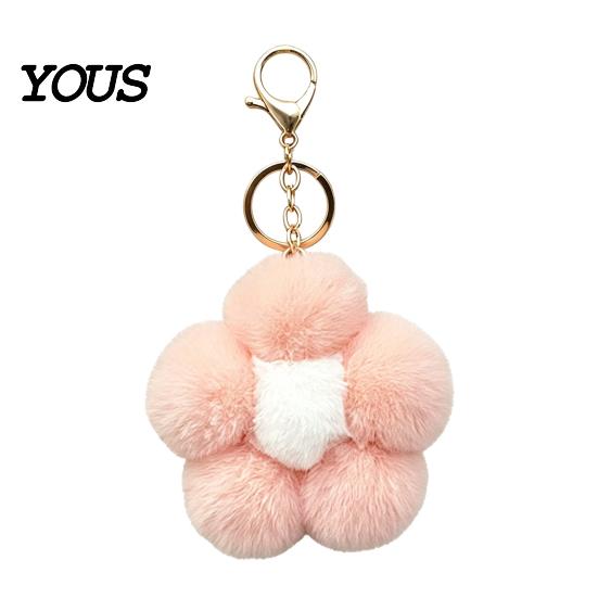 Women Keychain Plush Flower for Handbags, Five-petal Bag Charm, Charm Fluffy Backpack Hanging Accessory
