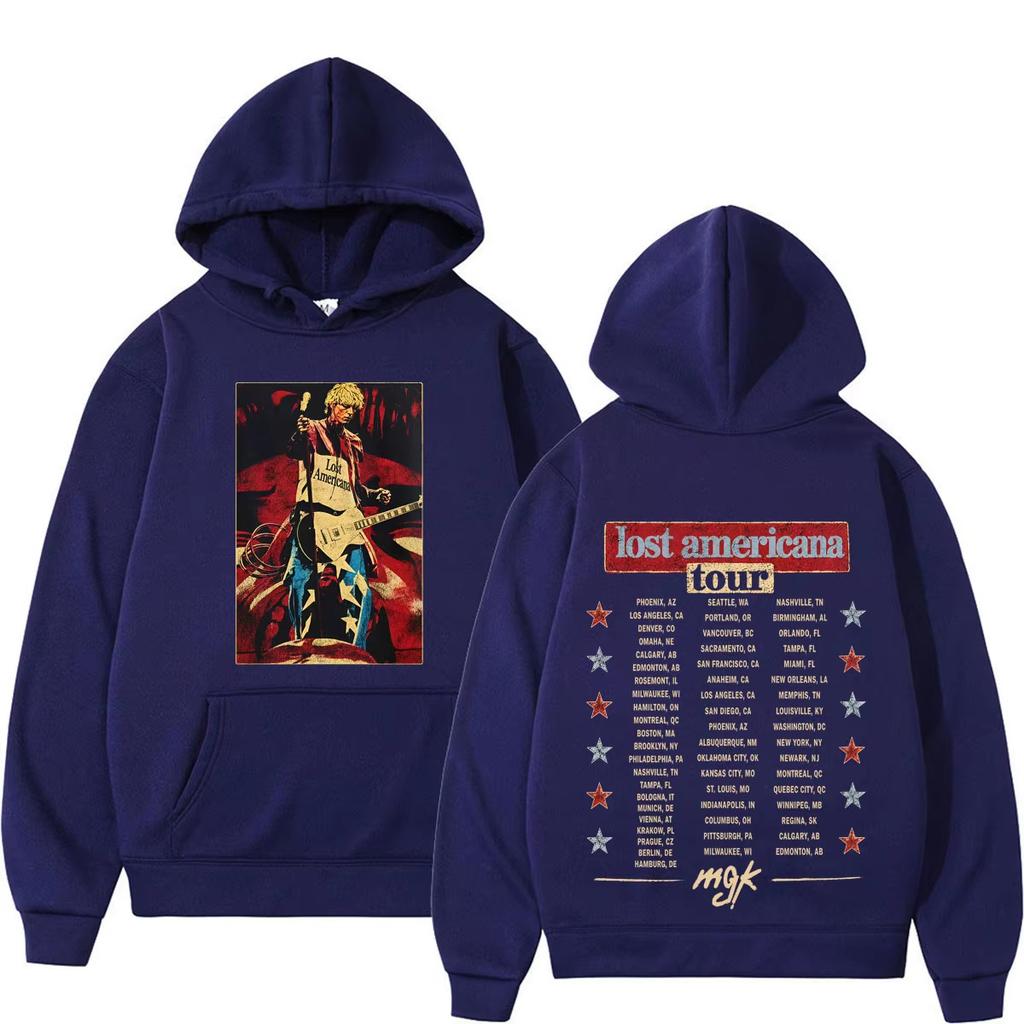 MGK Lost Americana Tour 2026 Potisk Mikiny Pánské Dámské Hip-hop Punk Mikina Podzim Zima Ležérní Volná Měkká Bavlněná Mikina