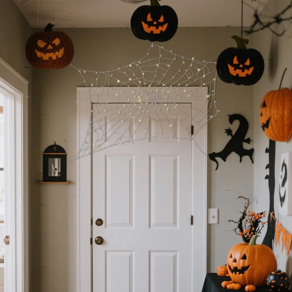 48in Halloween Crystal Web Lamp Indoor/Outdoor Decoration Props