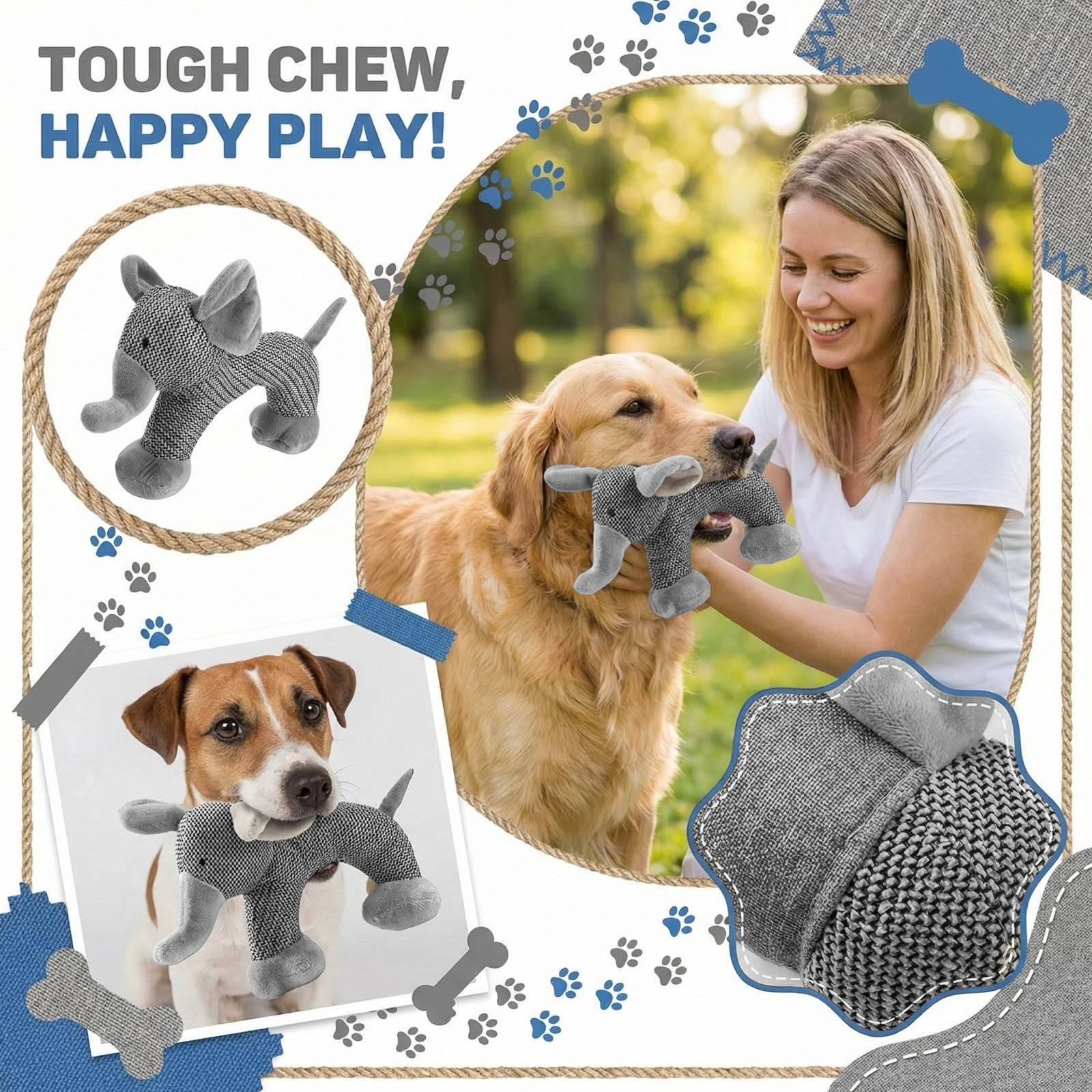 

Squeaky Dog Chew Animals, Strudy Linen Fabric, Boredom And Anxiety In Dogs One Size