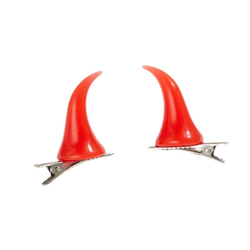 1pair Gothic Ox Horn Hair Clips Devil Horn Barrette for Halloween Cosplay Party Costume Side Clip Spooky Women Hair Accessory