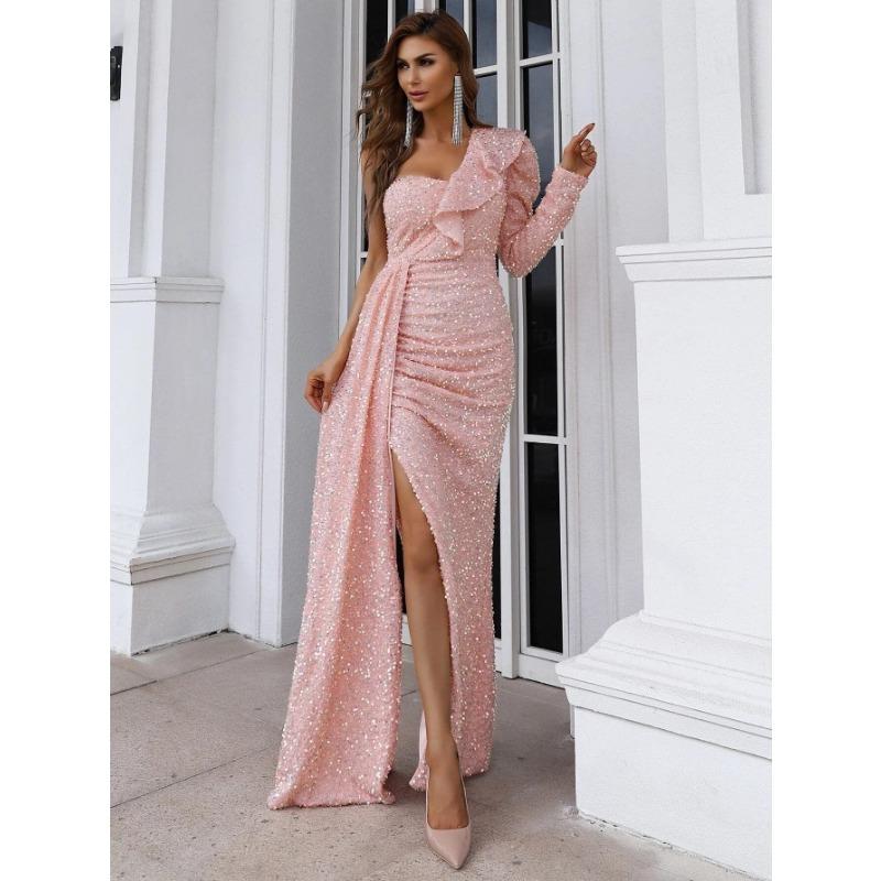 

Новинка 2024 года, женская одежда, блестящее вечернее платье большого размера с блестками и сексуальным хвостом, банкетное вечернее платье