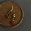 Retro Melaard Tiger's Eye Handmade French Light Luxury Stud Earrings for Women