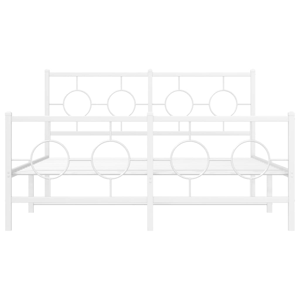 Metal Bed Frame with Headboard and Footboard White 140x200 cm