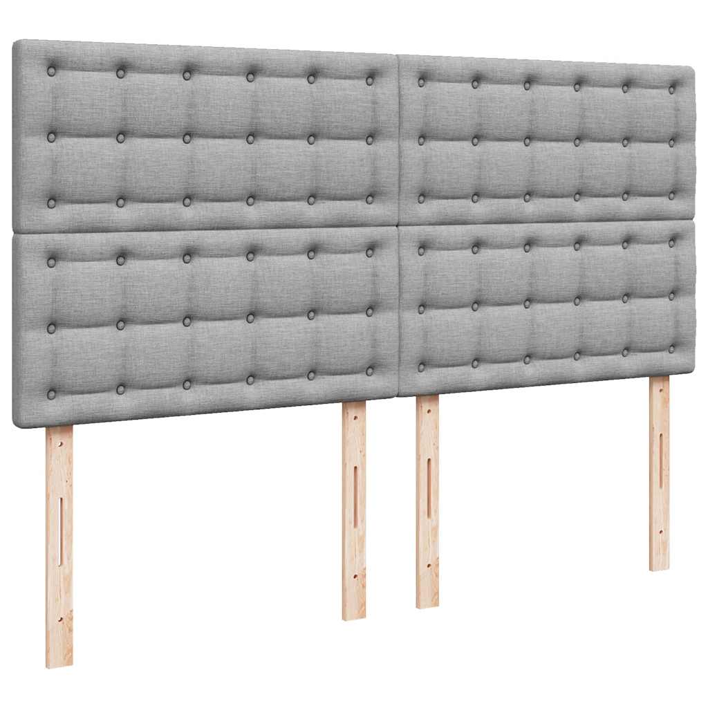 Box Spring Bed with Mattress Light Grey 200 x 200 cm Fabric