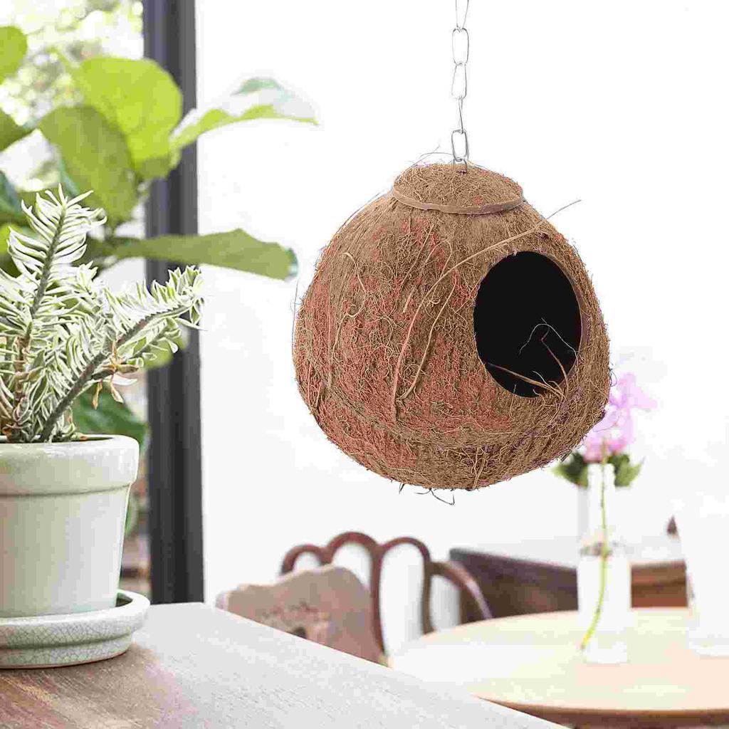 Bird Nest Leopard Gecko Coconut Shell Parrot Pet Supply House Accessories Biting Plaything Small Birds Toy Natural Sleeping