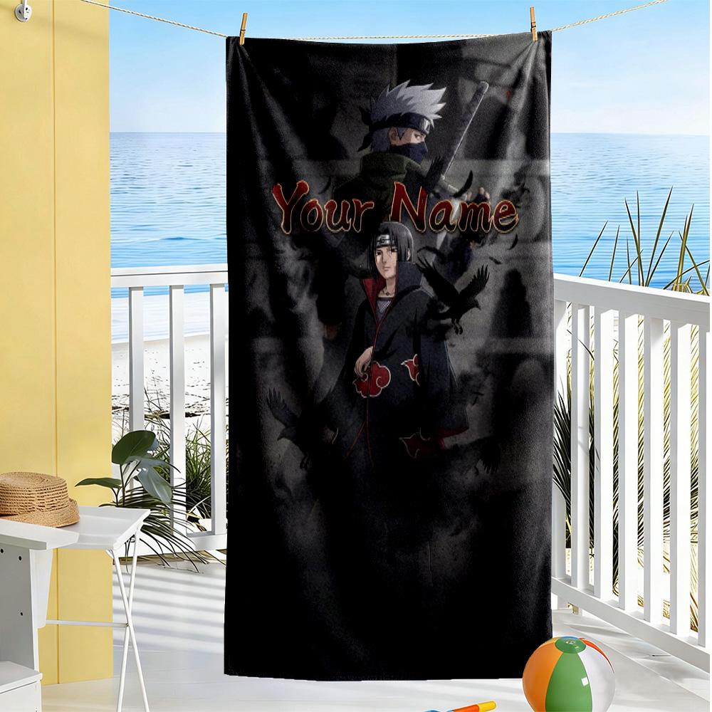 Naruto Character Customize Text Beach Towel Quick-Dry Soft Microfiber