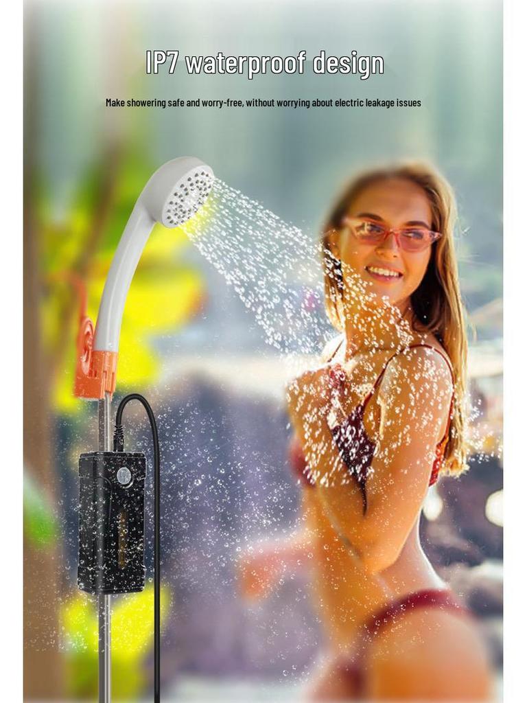 Portable USB Rechargeable Shower Head for Camping, Dorms, Construction Sites, and Rural Bathing