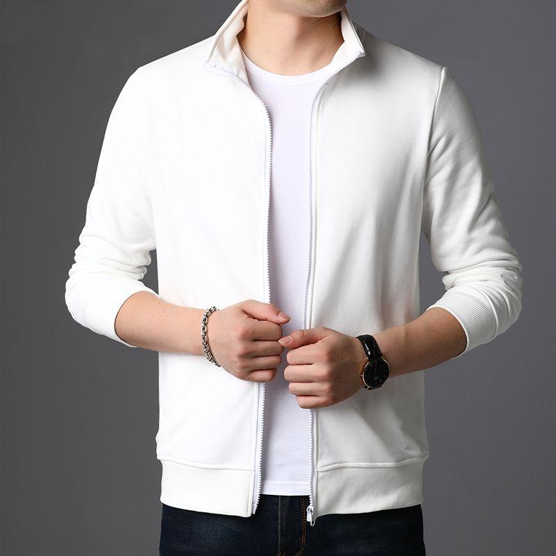 Fashion Men Loose Casual Solid Jacket Spring Autumn Korean Male Clothes Versatile Breathable Long Sleeve Zipper Cardigans Coat