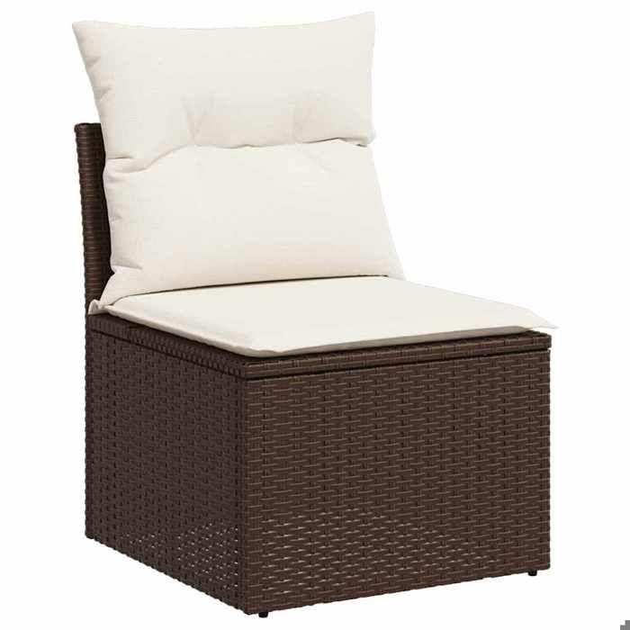 VidaXL Salon de jardin avec coussins 5 pcs marron résine tressée 3326094