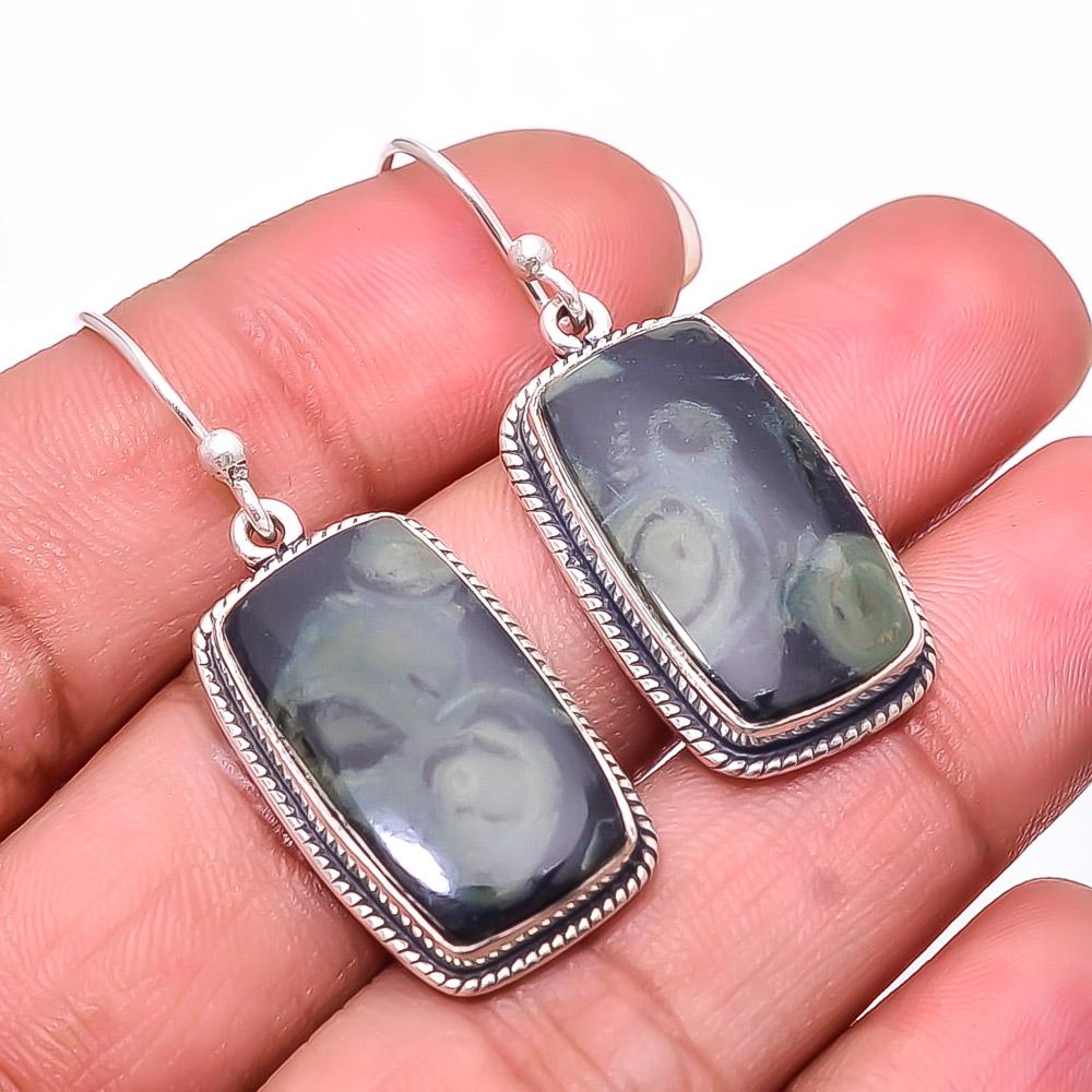 

Star Galaxy Jasper -India Designer Handmade 925 Sterling Silver Earring 1.64 E9