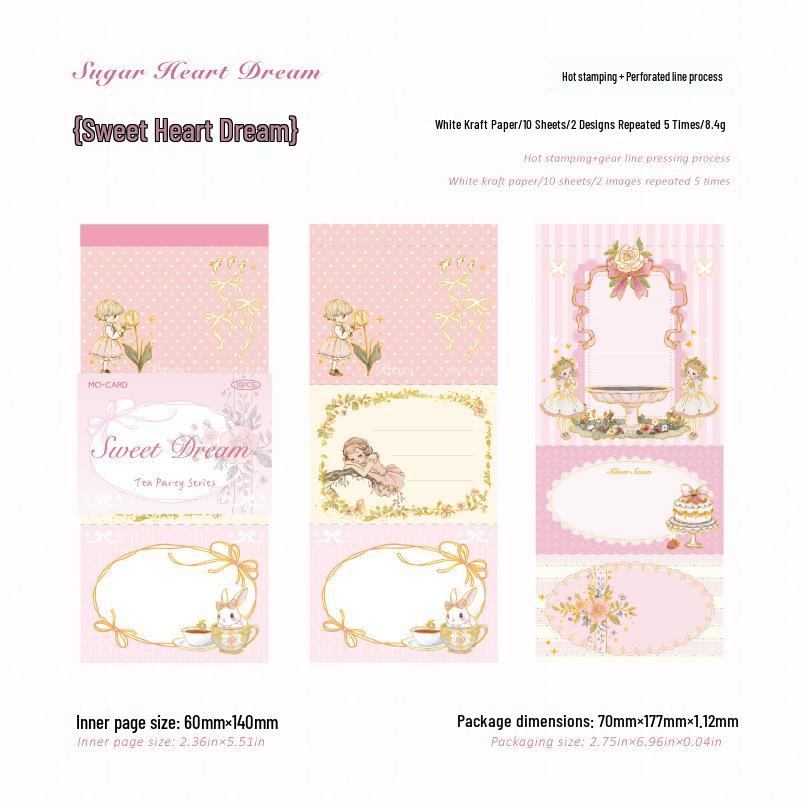 Mò Mò Bái Kraft Paper Tearable Sticky Notes - Tea Party Series: Light Retro Fairy Tale Theme (4 Types)