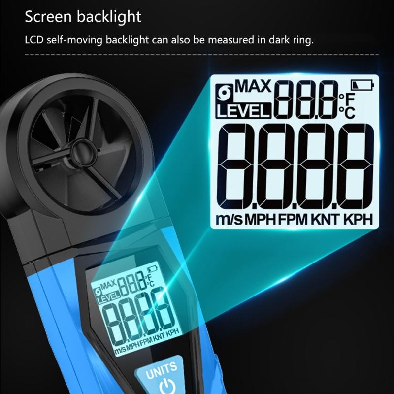 Wind Speed Meter,Handheld Mini Digital Anemometer for Weather DataCollection and Outdoors Sports Windsurfing Sailings