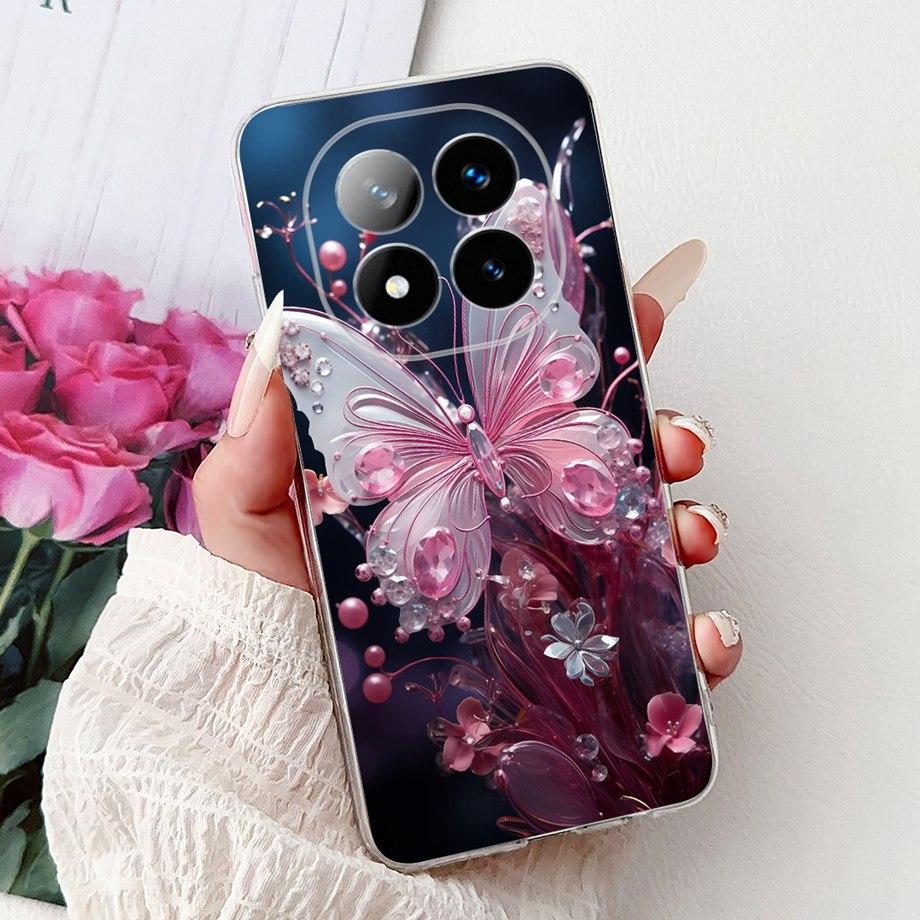 For Xiaomi Redmi Note 14 Pro+ 14Pro Note14 4G 5G Phone Case Back Cover Girly Fashion Flower Butterfly Paintong Soft TPU Fundas