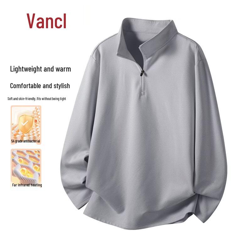 VANCL Men s Fleece-Lined Half-Zip Long-Sleeve T-Shirt L