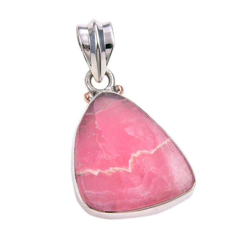 Natural Rhodochrosite Gemstone 925 Solid Sterling Silver Gift Pendant 1.25" Y3s23