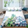 Succulents Bedding Set, Exotic Flower Duvet Cover Twin Size For Kids Boys Girls, Branches Leaf Floral Polyester Comforter Cover