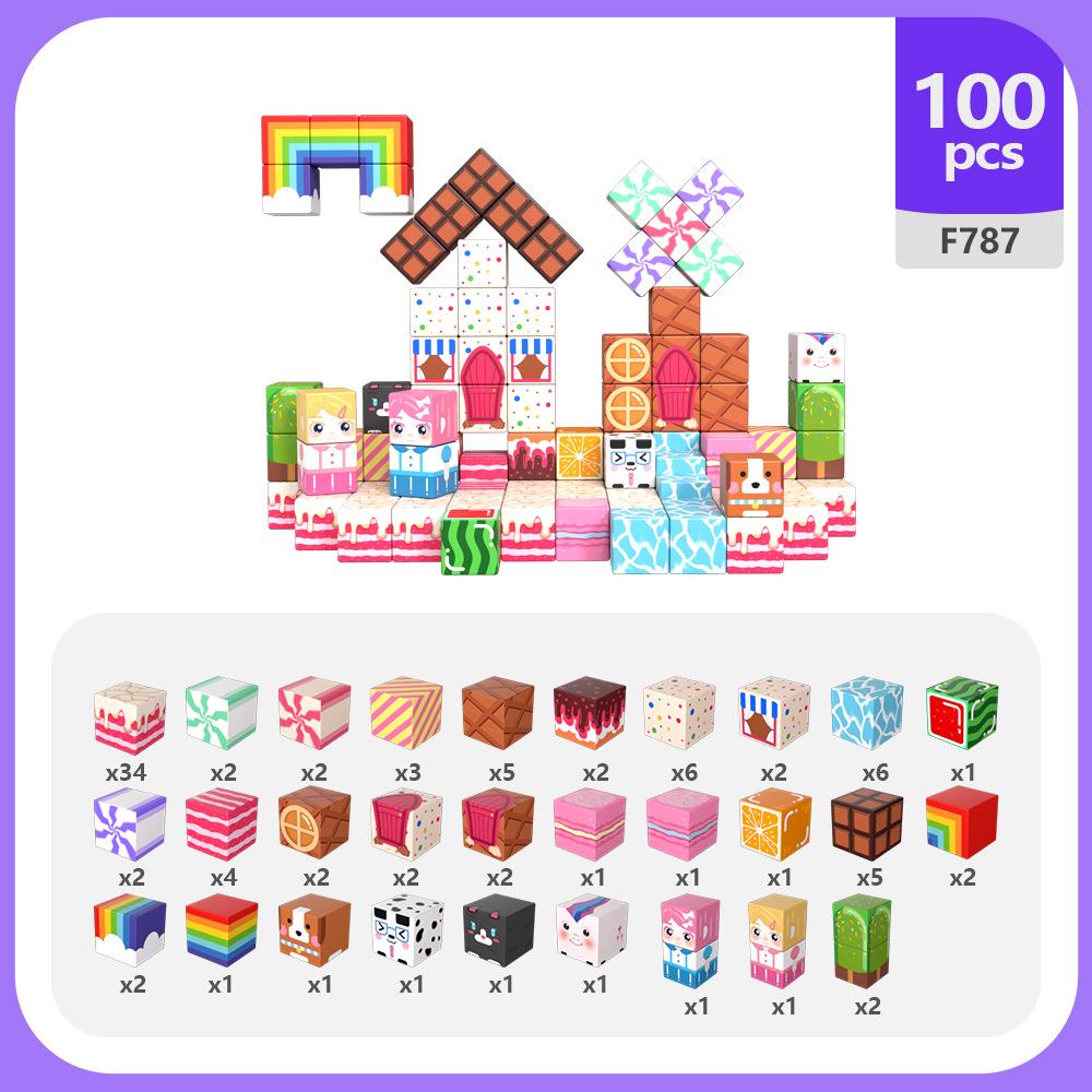 Магнитные кубики «Розовая Страна Конфет»: Сильные Магнитные Детские Образовательные Строительные Блоки DIY 2.0cm