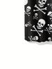 [Printe Esign-Not Texture]Men's Skull and Bones Hawaiian Shirt- Black and White Retro Pattern Short Sleeve Button Top, Regular Fit Casual Beach Street