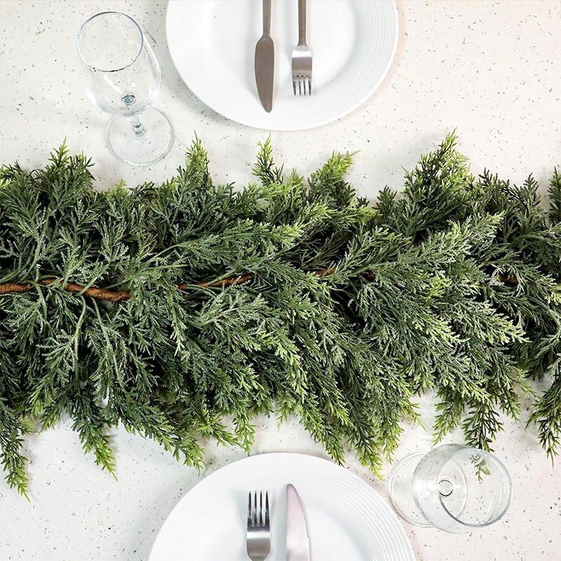 1PC Faux Ivy Vine Party Dark Green Branches Outdoor Decoration Green Christmas Tree Garland Home