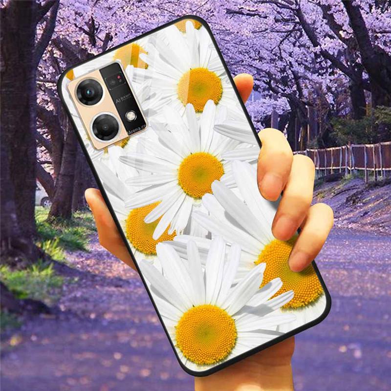 For Oppo Reno7 4G Case Fashion Tempered Glass Moon Star Bumper Cases for Oppo Reno 7 4G Phone Cases CPH2363 Luxury Funda Capa