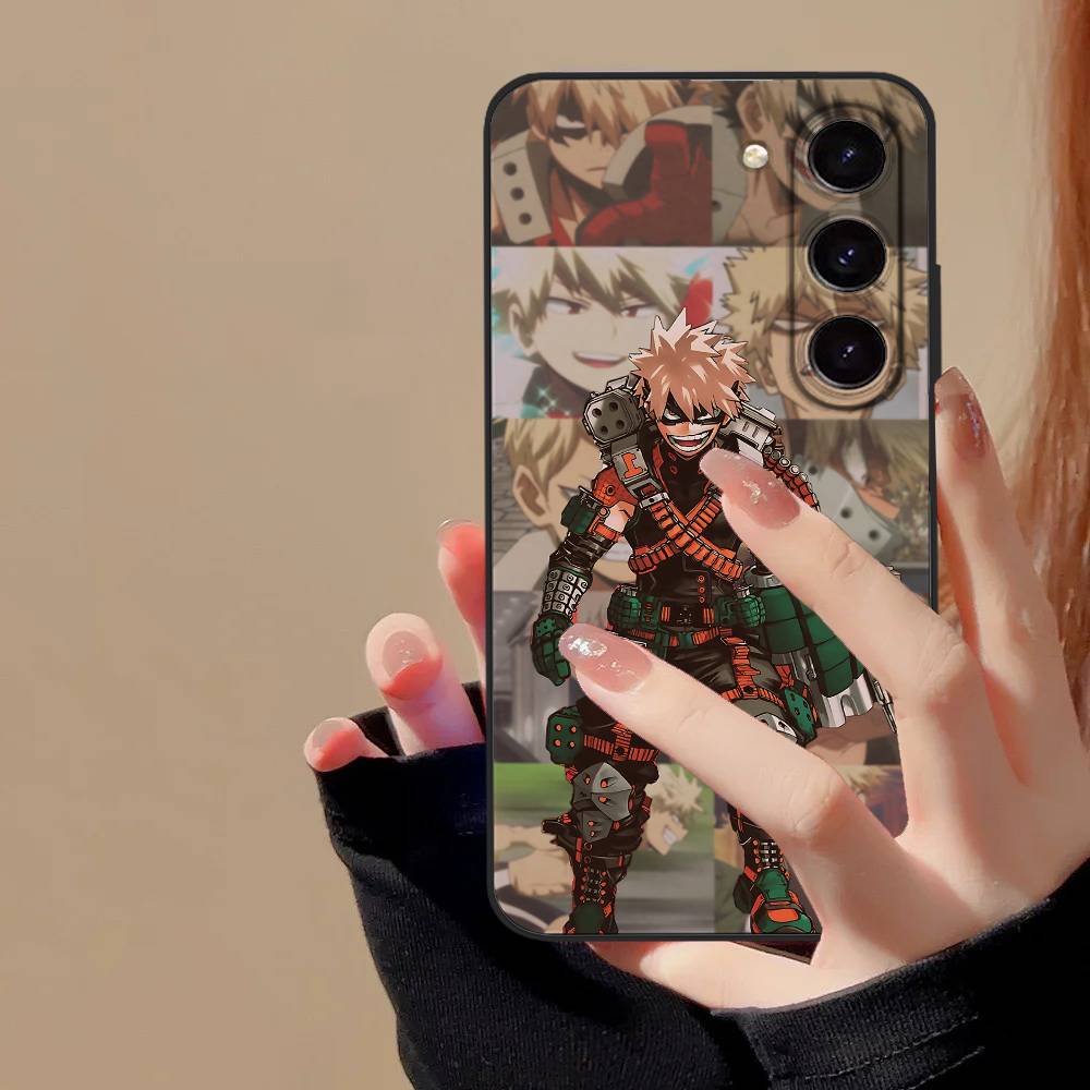 Bakugo My Hero Academia Phone Case For Samsung Galaxy S24/S25/S22/S30/Note20/Lite/Ultra/5G/Plus/FE Soft Black