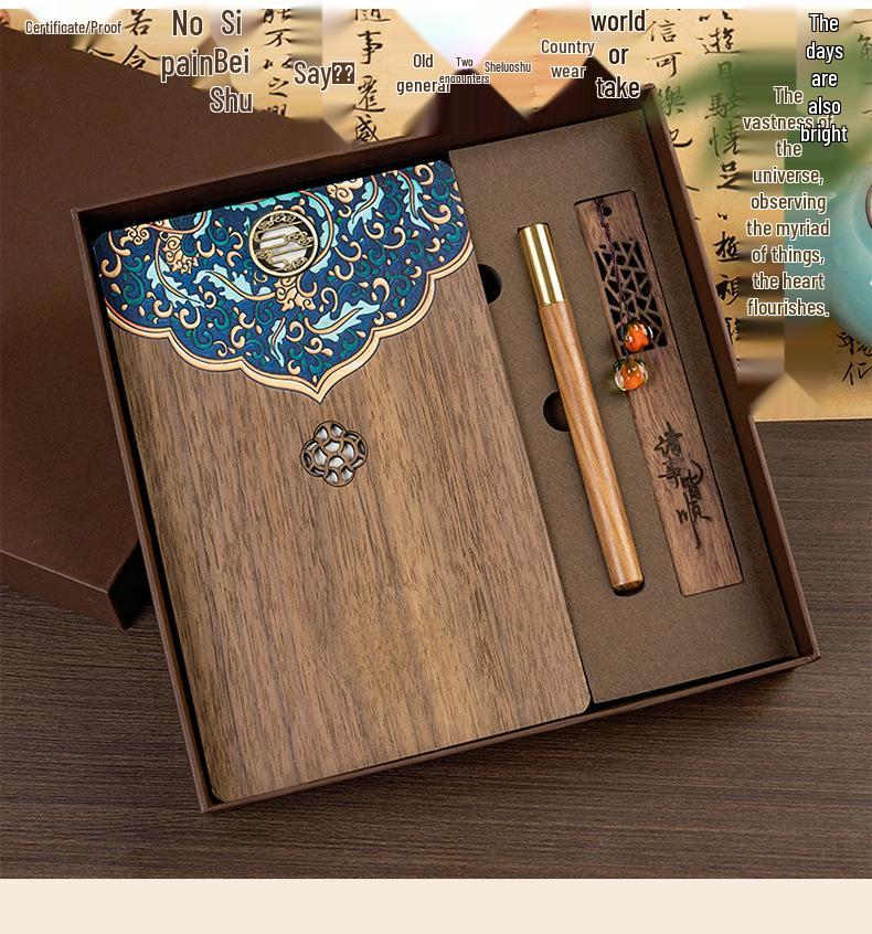 Custom Wooden Notebook & Thermos Gift Set: Plum, Orchid, Bamboo, Chrysanthemum Designs for Teachers & Clients, Perfect for Graduation Season