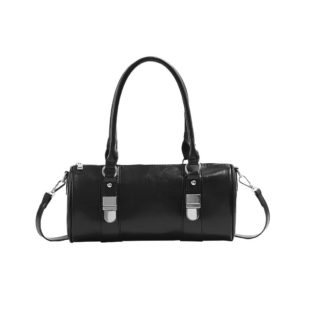 2025 New Lock Clasp Baguette Bag, Vintage Handheld Boston Bowling Bag, Commuting Cylinder Bag, Single Shoulder Crossbody Bag