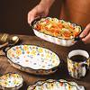 Dishes and Dishes Set Household Ceramic Tableware Creative Plates Vegetable Plates Rice Bowls Binaural Plates Soup Bowls Noodle Bowls