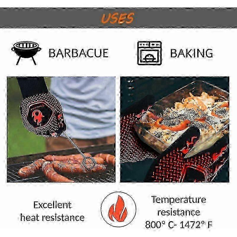 Anti-heat oven glove anti-fire fireplace glove Resistant up to 800C for protection against thermal risks anti-heat barbecue oven gloves 32cm Versaille