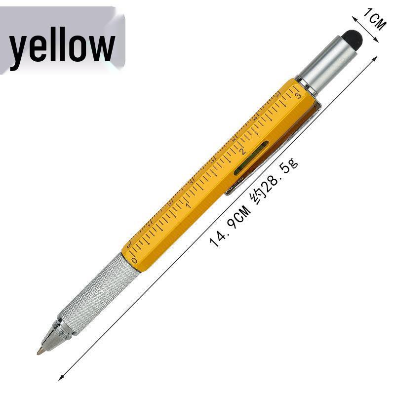 Multifunctional Metal Tool Pen with Level, Scale, Touchscreen Capacitive Tip, and Phillips Screwdriver