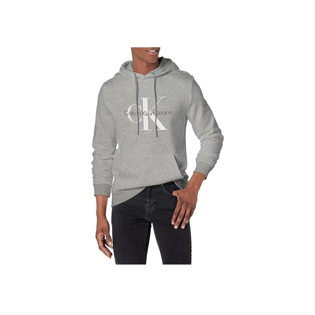 Calvin Klein Minimalist Comfortable Versatile Hooded Drawstring Long Sleeve Sweatshirt Men sweatshirt Gray 40GC201-082