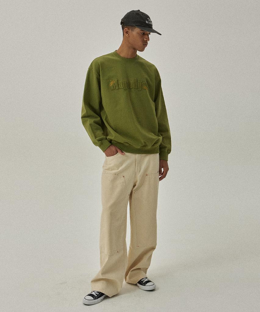 MAGOODGAN Akarit 3324 Logo Applique Olive Khaki Sweatshirt