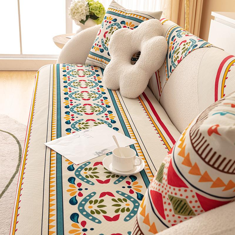 Sofa Kissen Vier Jahreszeiten Universal Böhmischer Ins Stil Rückenlehne Handtuchbezug Stoff All-Inclusive Rutschfester Sofaüberwurf Handtuch Verdickt