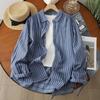 Women's Long Sleeve Double-layer Cotton Stripe Shirt - Soft, Skin-friendly, Breathable, High Quality Loose Fit