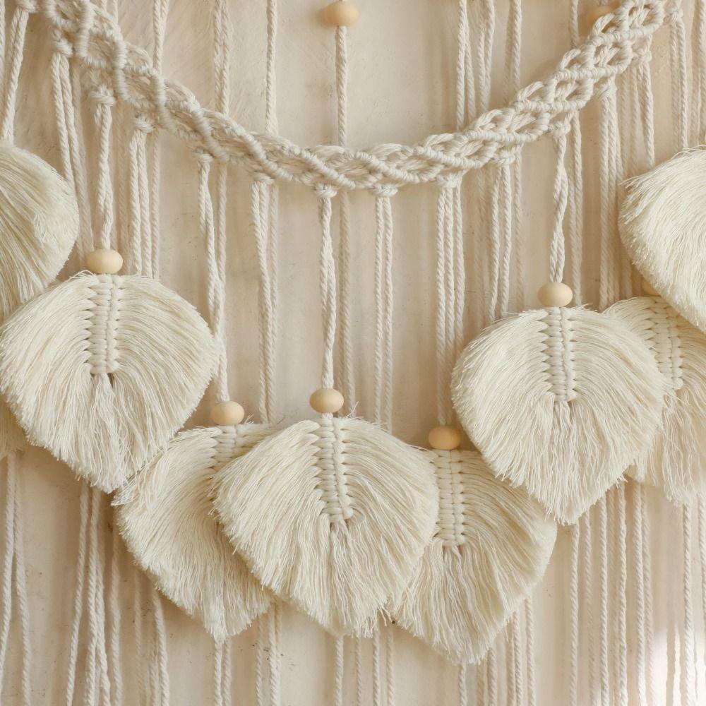 Handmade Woven Macrame Wall Hanging Cotton Rope Boho Wall Decor Leaf Wall Decor Living Room Decor