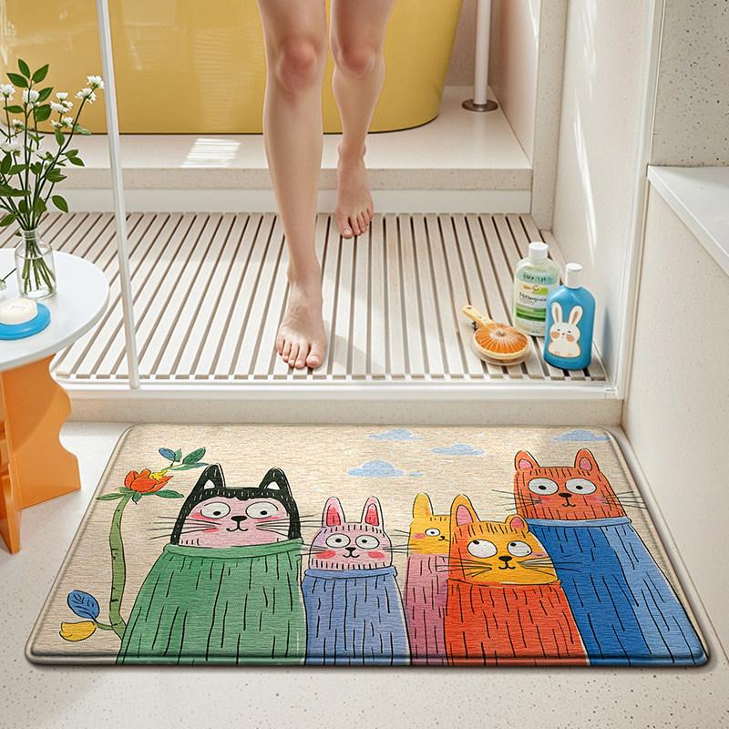 Cute Cartoon Bunny Anti Slip Absorbent Rug Pet Safe Doormat For Bathroom Entryway Kids Indoor Home Decor