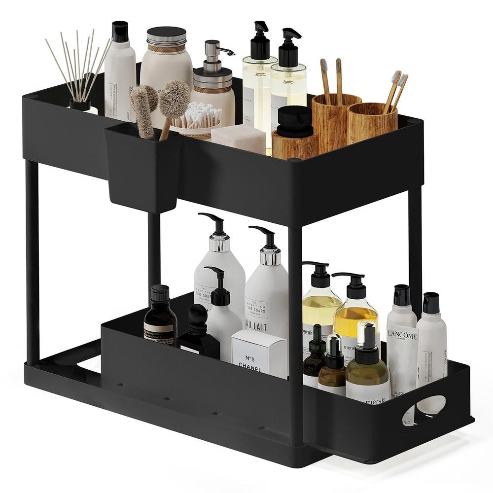 

Under Sink Organizer Pull Out Sliding Drawer Kitchen Bathroom Cabinet Storage Space Saving Rack with Hooks Non Slip Grip United States