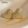 Fashion Heart CZ Stud Earrings for Women Cute Zirconia Female Band Marriage Statement Wedding Party Jewelry