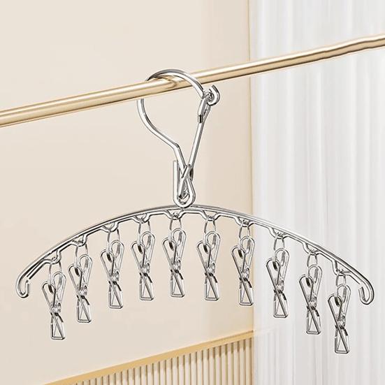 Clothes Drying Rack with Clip Strong Clamps No Rust Dryer Durable Stainless Steel Hanger for Socks And Underwear