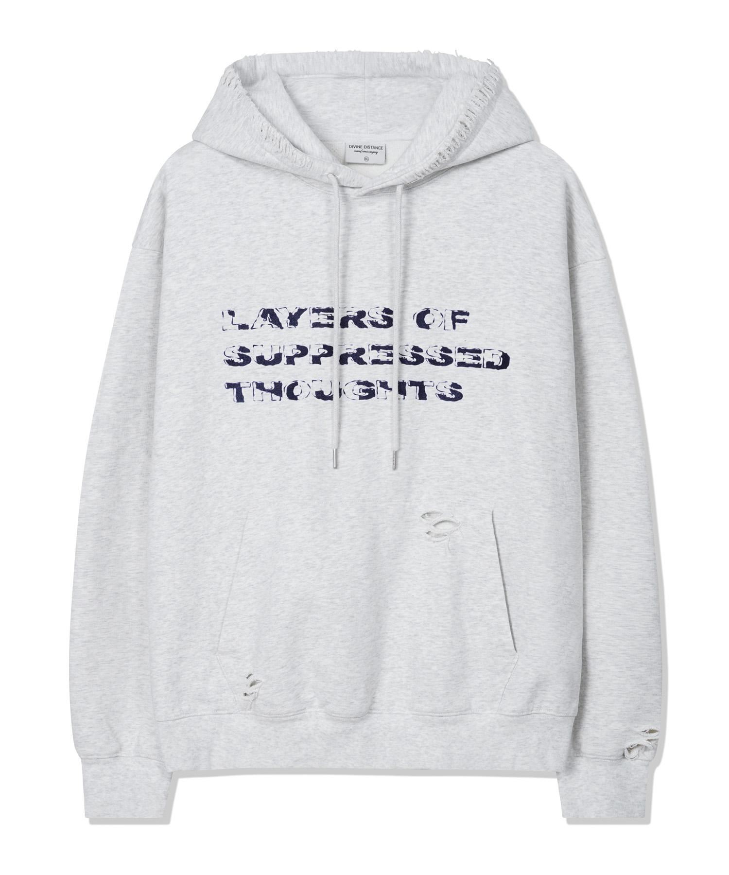 Divine Distance Faded Damage Hoodie [White Melange] M