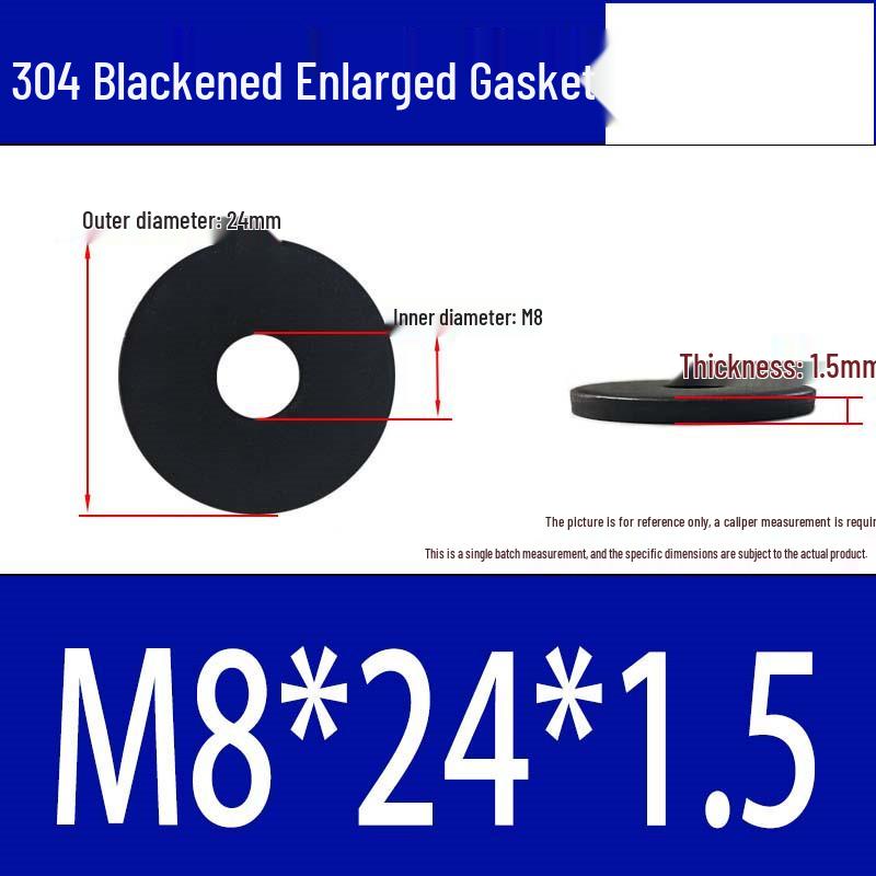 Large Black 304 Stainless Steel Ultra-Thin Oversized Flat Washer, Zinc-Plated