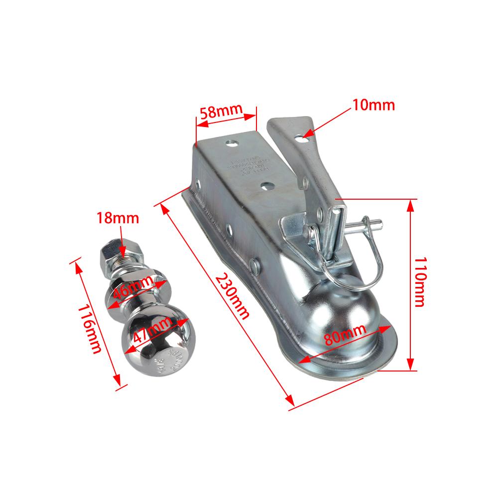 Complete Set Tongue Trailer Coupler 1-7/8 Inch 2000 lb Hitch Ball Fits ATV UTV RV Parts Camper Caravan Dirt Vehicle Quad Parts