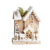 Table Display Christmas Cottage Ornament with Light Effect, Wooden Snow Cabin Decoration for Tabletop Shelf Styling
