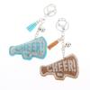 Neuer Full Crystal Wort Cheer Schlüsselanhänger Lederquaste Schlüsselhalter Strassstein Schlüsselring Anhänger Damen Tasche Anhänger Geschenk