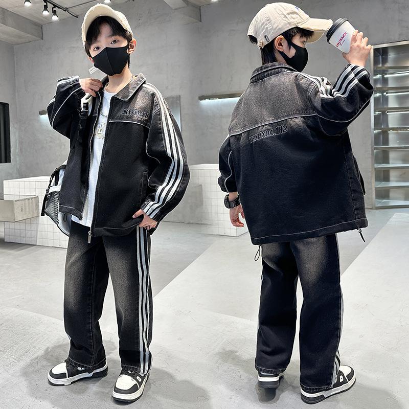 

Модний джинсовий комплект з двох предметів для хлопчиків 2025 року - Стильний весняно-осінній одяг для великих хлопчиків 150